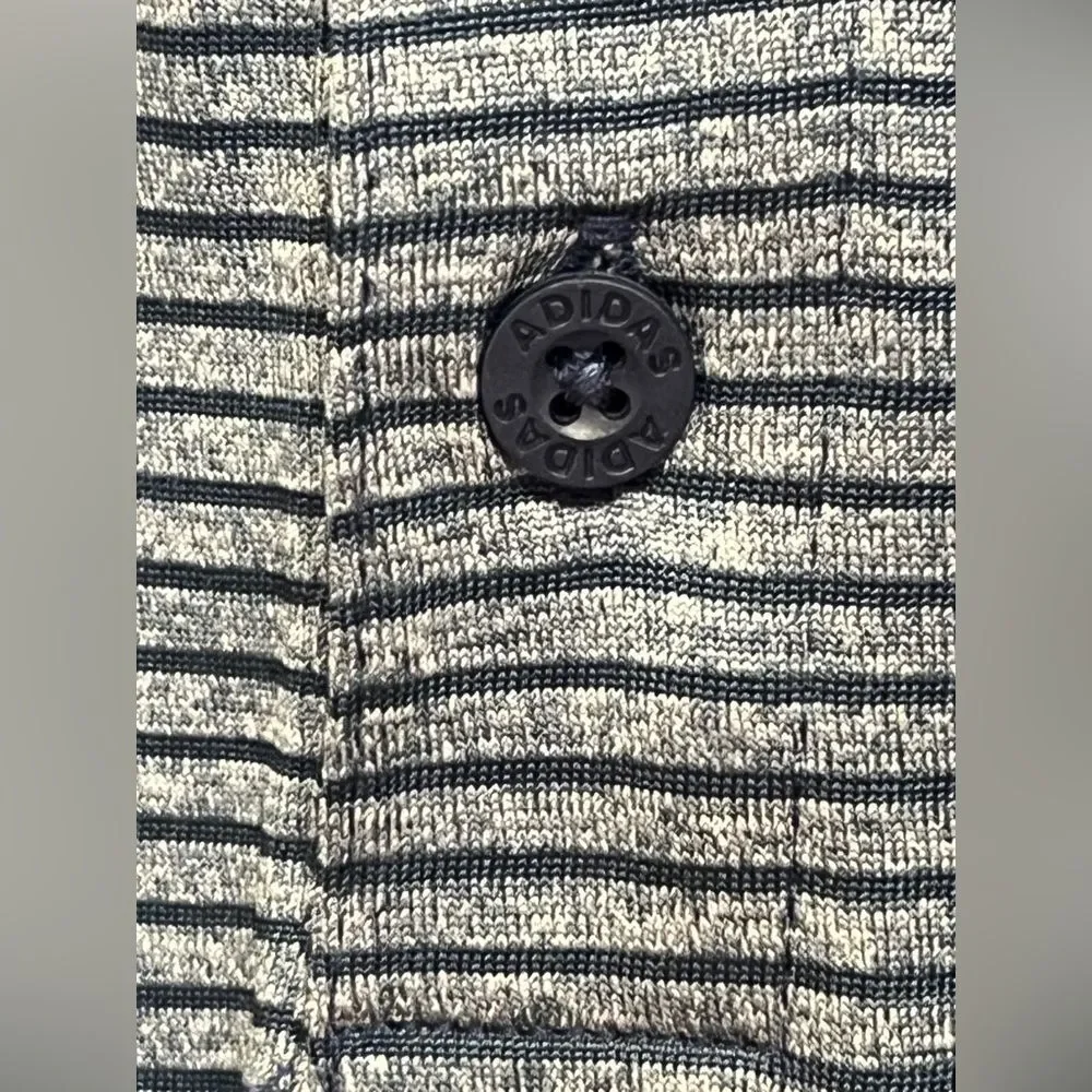 Adidas Golf Feeder Blue/gray Stripe Polo Shirt Size M Moisture-wicking